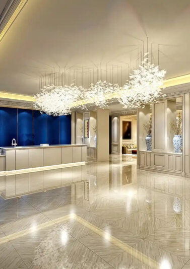 3d render of luxury hotel lobby reception