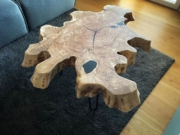 Tavolino rustico da salotto in legno massello di olivo