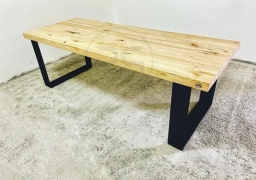 Tavolo da open space in legno massello e ferro 10 posti