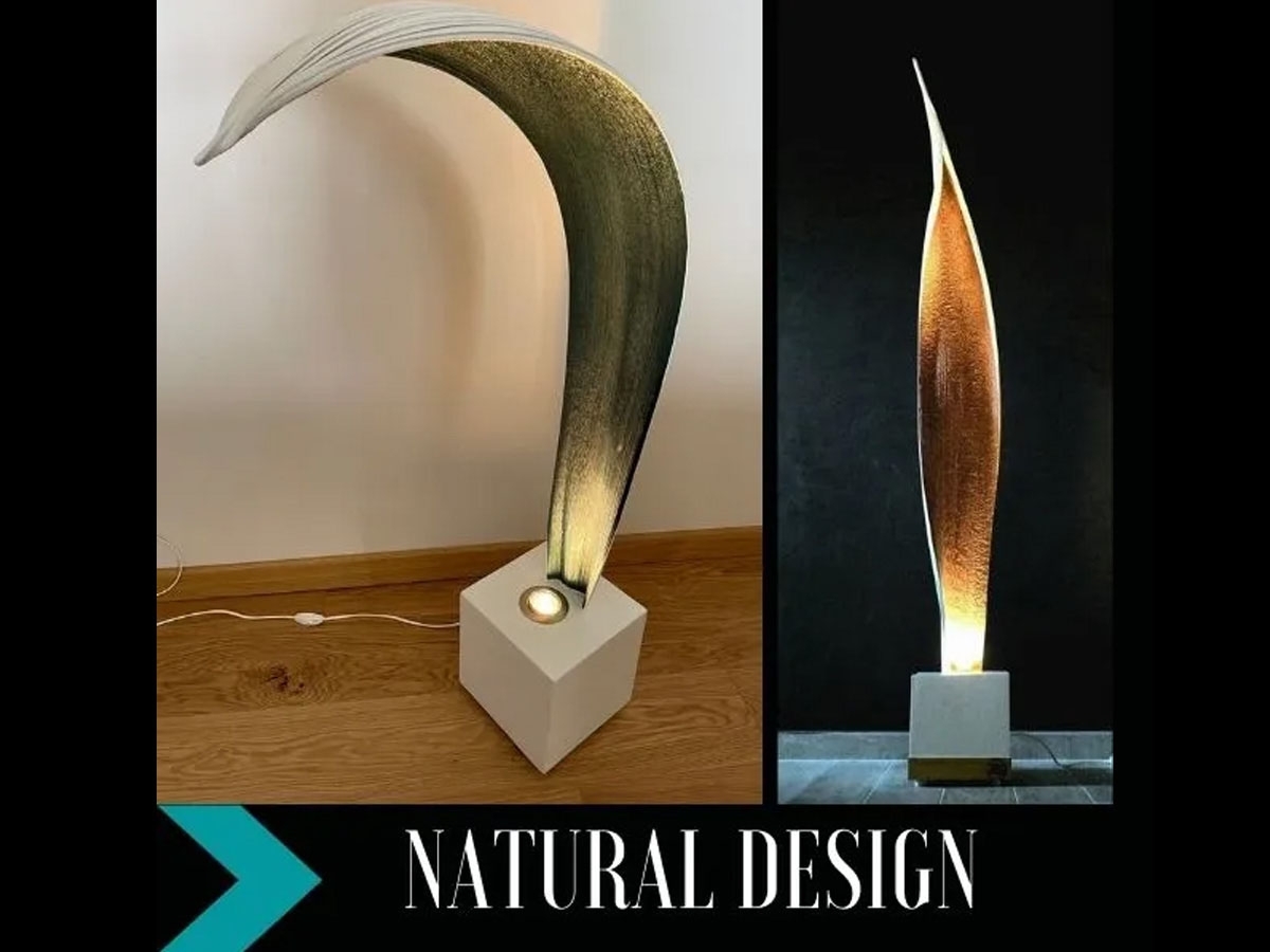 Lampada da tavolo in cemento e legno natural design