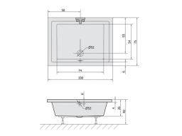 Vasca doccia 100 -110 -120 x (75 o 90) rettangolare