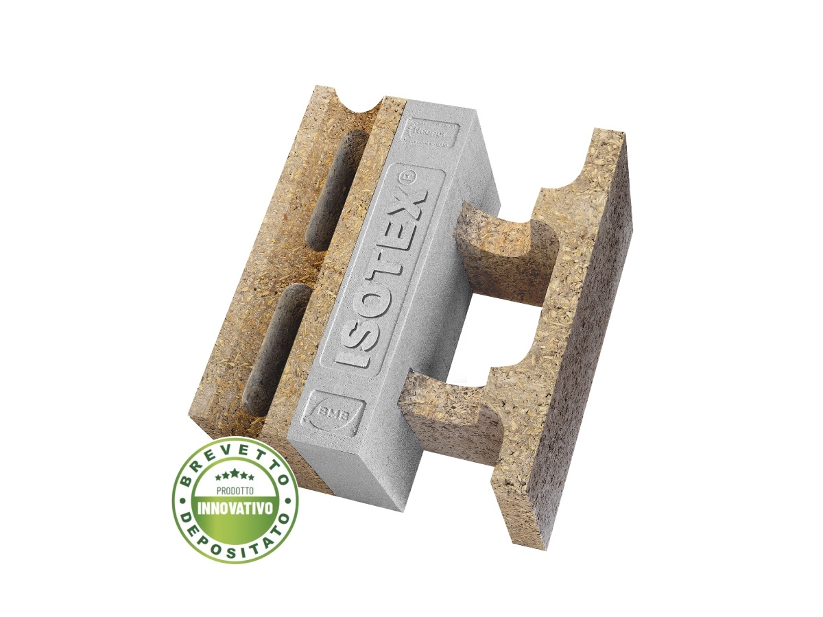 ISOTEX AIR: Blocco cassero in legno cemento con parete ventilata integrata - Isotex AIR è il primo blocco cassero in legno cemento per la costruzione di muri perimetrali con ventilazione integrata.