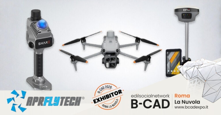 AprFlyTech presenta a B-CAD Expo 2026 tecnologie avanzate per droni, rilievo digitale e geospaziale