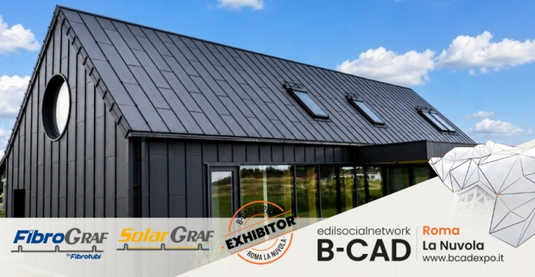Fibrotubi presenta a B-CAD Expo 2026 Fibrograf e Solargraf, la copertura metallica con energia integrata