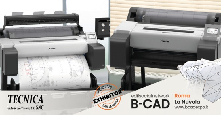 Tecnica a B-CAD Expo 2026 con le sue soluzioni professionali per la stampa tecnica e la gestione documentale