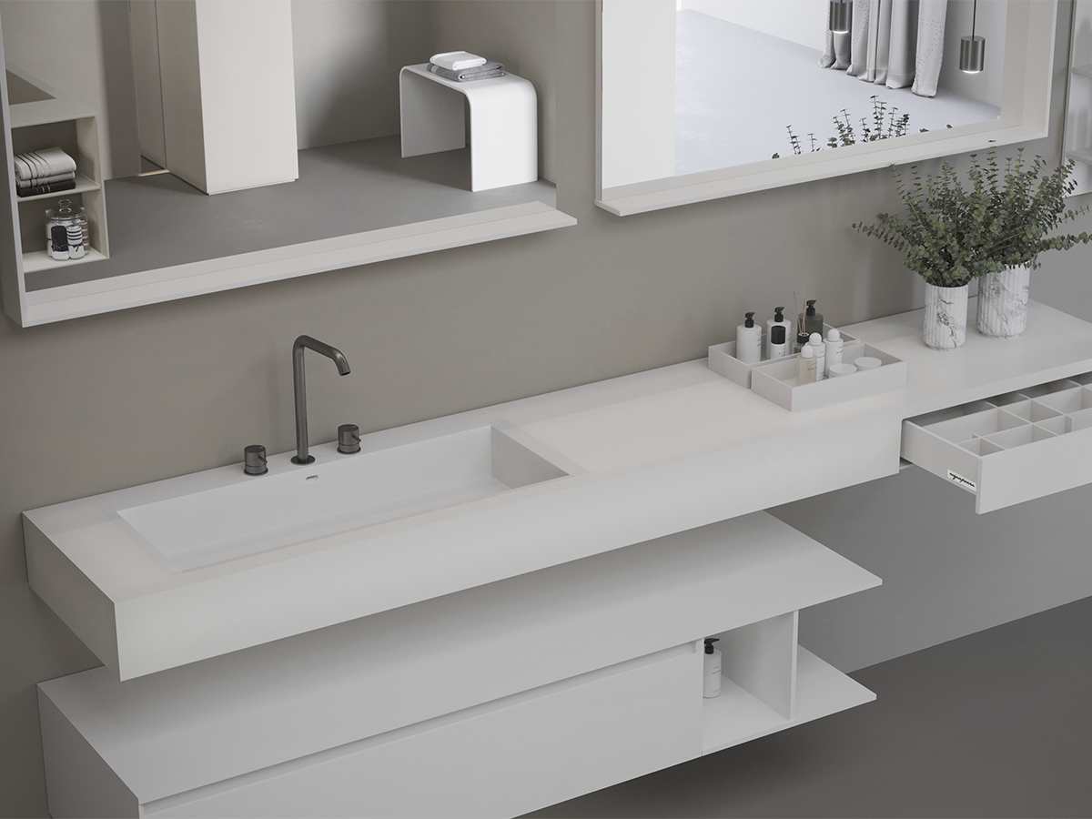 Lavabo Kube60 integrato per top sospeso